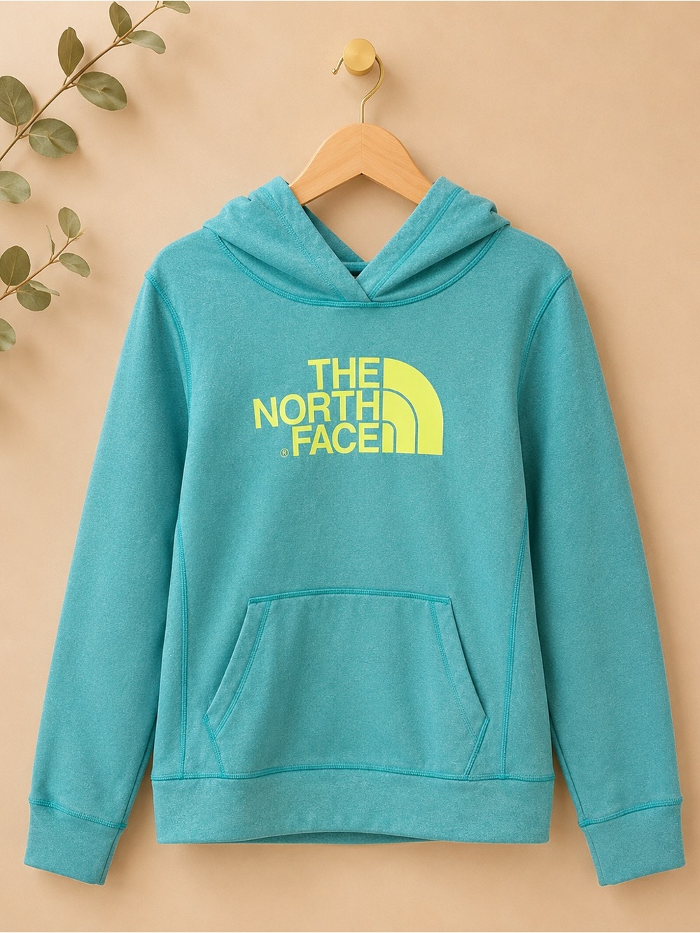 The North Face Women Teal Hoodie with Lime Logo ✨